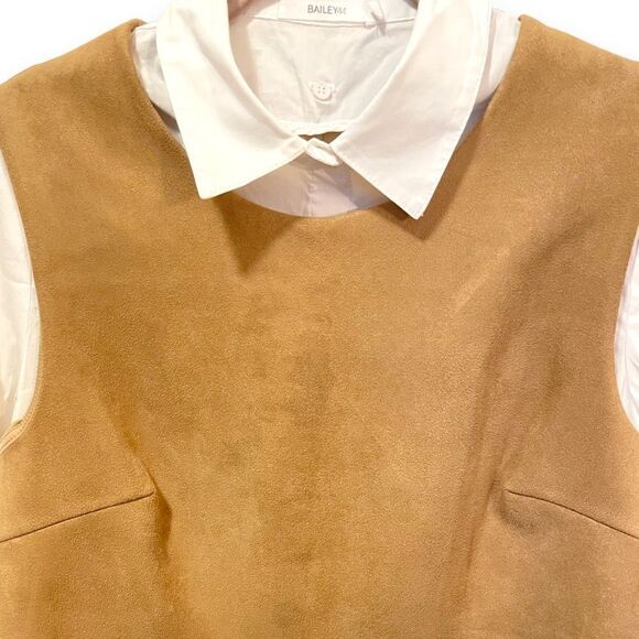 BAILEY 44 Button down/ Cognac Suede Vest (detachable white collar) |Size: M| - Picture 3 of 7